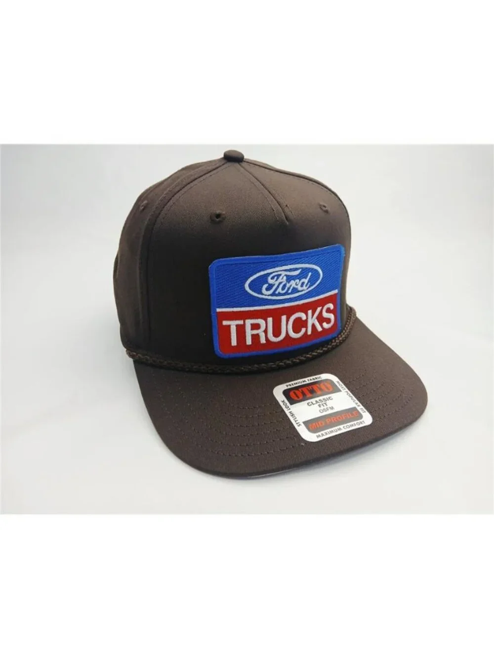 Retro Ford Trucks Embroidered Patch Hat Otto Brown Rope Snapback Flat Bill 80s